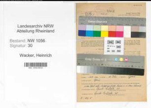 Entnazifizierung Heinrich Wacker , geb. 16.12.1884 (Bergmann)