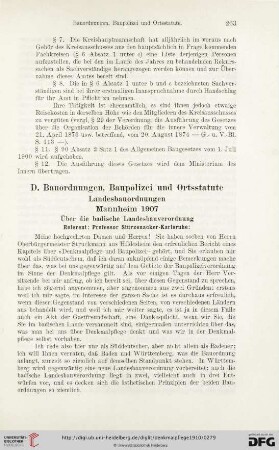 D. Bauordnung, Baupolizei und Ortsstatute