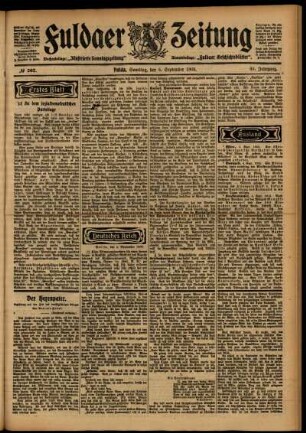 Erste Ausgabe vom Samstag, den 05. September 1903.