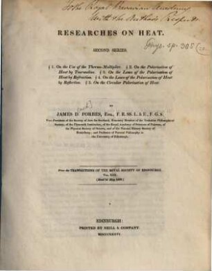 Researches on heat : 2. ser.