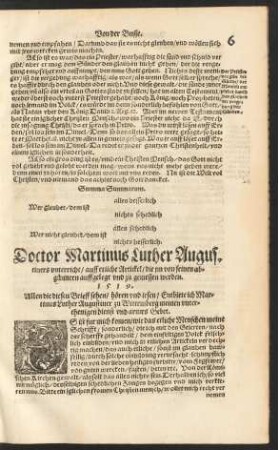 Doctor Martinus Luther Augustiners unterricht/ auff etliche Artickel ...
