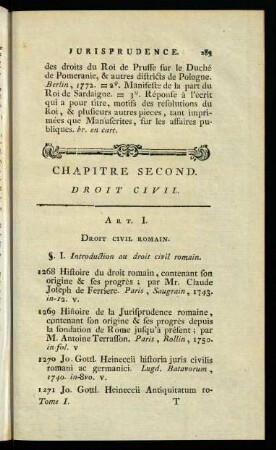 289-309, Chapitre Second. Droit Civil.
