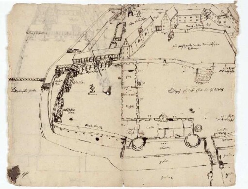 Butzbach, Landgrafenschloss mit Umgebung (recto und verso)