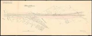 Viergleisiger Ausbau der Hauptbahn Berlin-Halle Schinkelwettbewerb 1914: Bahnhof Jüterbog: Grunderwerbsplan (Lageplan) der Strecke Richtung Treuenbrietzen 1:1000