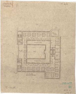 Fischer, Theodor; Würzburg, Münsterplatz; Sparkasse - Grundriss 1. OG