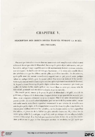 Chapitre V: Description des objets divers trouvés pendant la durée des fouilles