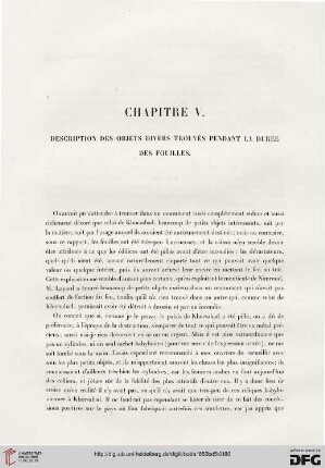 Chapitre V: Description des objets divers trouvés pendant la durée des fouilles