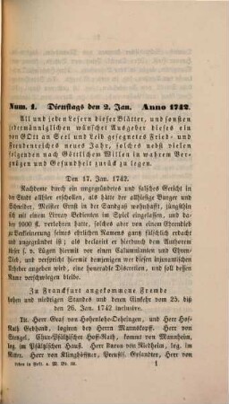 Leben in Frankfurt am Main : Auszüge der Frag- und Anzeigungs-Nachrichten von ihrer Entstehung an im Jahre 1722 bis 1821. 3, Vom Jahre 1742 bis 1751