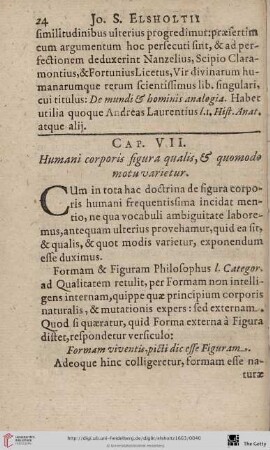 Cap. VII.: Humani corporis figura qualis:& quomodo motu varietur