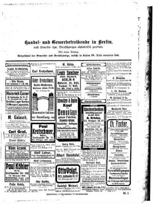 Handel- und Gewerbetreibende in Berlin, nach Erwerbs= bezw. Berufszweigen alphabetisch geordnet