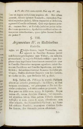 §. VIII. Argumentum IV. ex illustrioribus Ecclesiis.