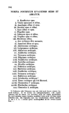 Nomina Pontificum Iuvavensis Sedis Et Abbatum.