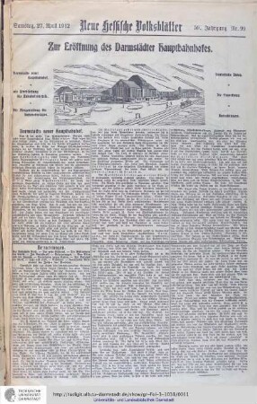 Aus: Neue Hessische Volksblätter No. 99 [Jahrgang 50] vom 27. April 1912