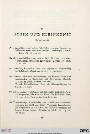 X. Dosen und Kleinkunst (Nr. 361-368)