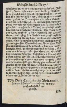 Wie Herr Tristrant in Britannia kam/ an Königs Artus Hofe/ und wie es ihm daselbst ergieng.