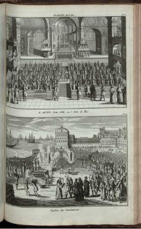 Planche. XLVIII. : No 1. L' Auto - Da - Fé, ou l' Acte de Foi ; No 2. Suplice des Condamnez