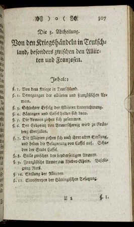 Die 3. Abtheilung. Von den Kriegshändeln in Teutschland, besonders zwischen den Alliirten und Franzosen.