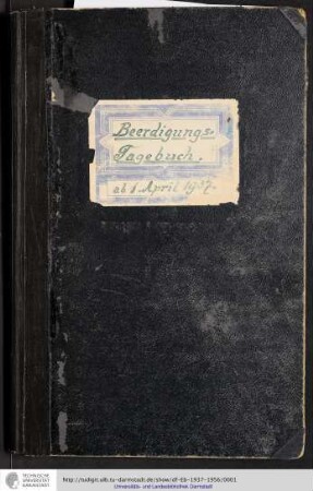 Beerdingungs Tagebuch ab 1 April 1937