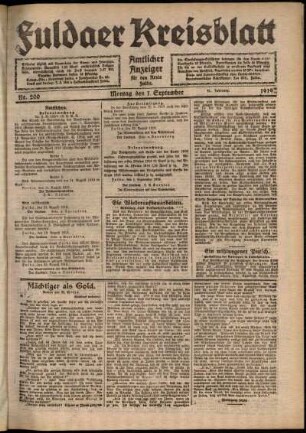 Ausgabe vom Montag, den 01. September 1919.