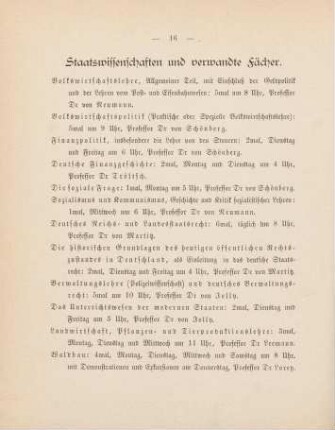 16-17, Staatswissenschaften und verwandte Fächer