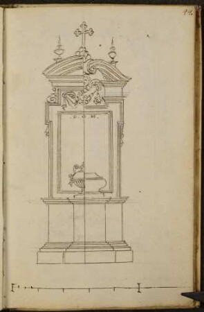Zweigeteilte Epitaphskizze, für die Funeralien des litauer Feldherren Wincenty Korwin Gosiewski 1665 in St. Kasimir in Wilno