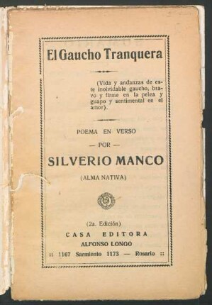 El gaucho Tranquera : poema en verso