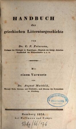 Handbuch der griechischen Litteraturgeschichte