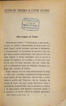Cuor di ferro e cuor d'oro : romanzo, 1