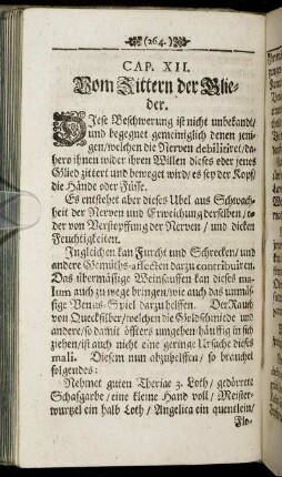 Cap. XII. Vom Zittern der Glieder.