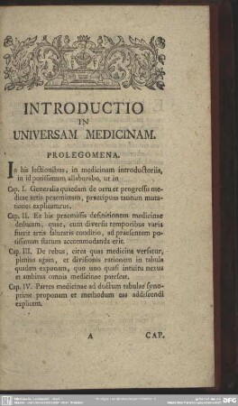 Introductio In Universam Medicinam