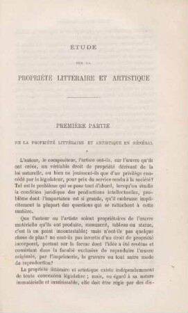 Première partie. De la propriété littéraire et artistique en général