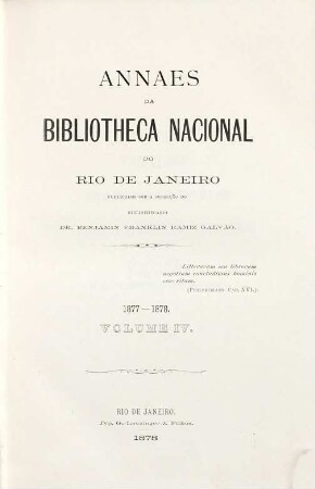 Anais da Biblioteca Nacional. 4. 1877/78. - 1878