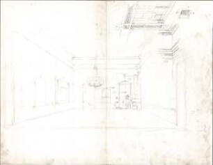 Seeberger, Gustav; München; Residenz, Königsbau, Zeichnungen - Grüner Salon (Perspektive)