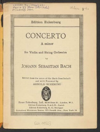 Concerto a minor for violin and string orchestra