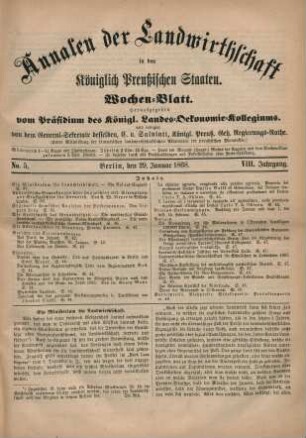 No. 5. Berlin, den 29. Januar 1868. VIII. Jahrgang.
