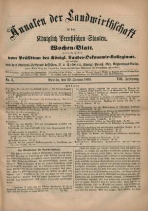 No. 5. Berlin, den 29. Januar 1868. VIII. Jahrgang.