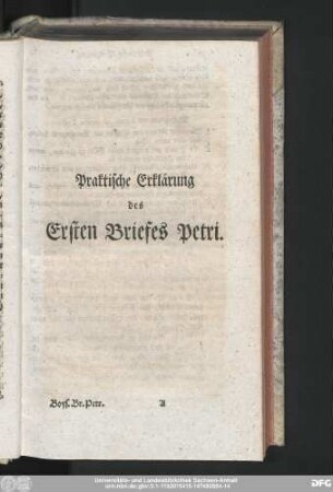 Praktische Erklärung des Ersten Briefes Petri.