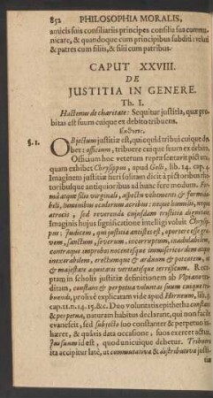 Caput XXVIII. De Justitia In Genere.