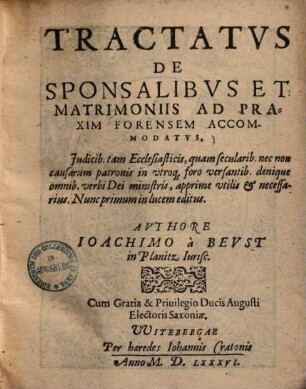 Tractatus de sponsalibus et matrimoniis : ad praxim forensem accommodatus