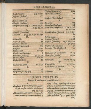 Index Tertius Rerum & verborum notabiliorum