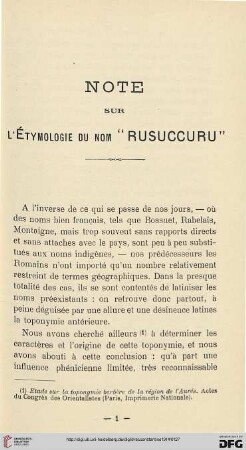 Sér. 5: Note sur l'étymologie du nom "Rusuccuru"