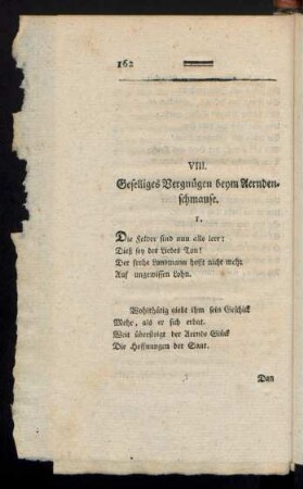 VIII. Geselliges Vergnügen beym Aerndenschmause