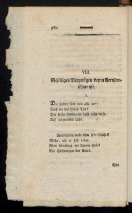 VIII. Geselliges Vergnügen beym Aerndenschmause