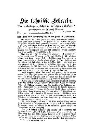 Ein Wort und Neujahrsgruß an die geehrten Leserinnen!