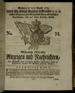 No. 33. Montags, den 13ten August, 1759.