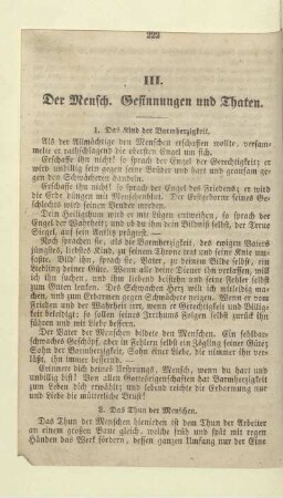 III. Der Mensch. Gesinnungen und Thaten