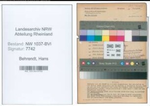 Entnazifizierung Hans Behrendt , geb. 02.01.1908 (Inspektor)