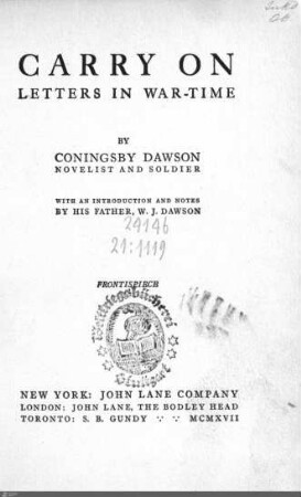 Carry on : letters in war-time