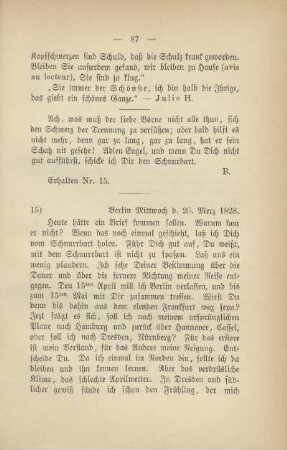 15) [Brief vom] 26. Merz 1828