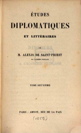 Études diplomatiques et littéraires, 2